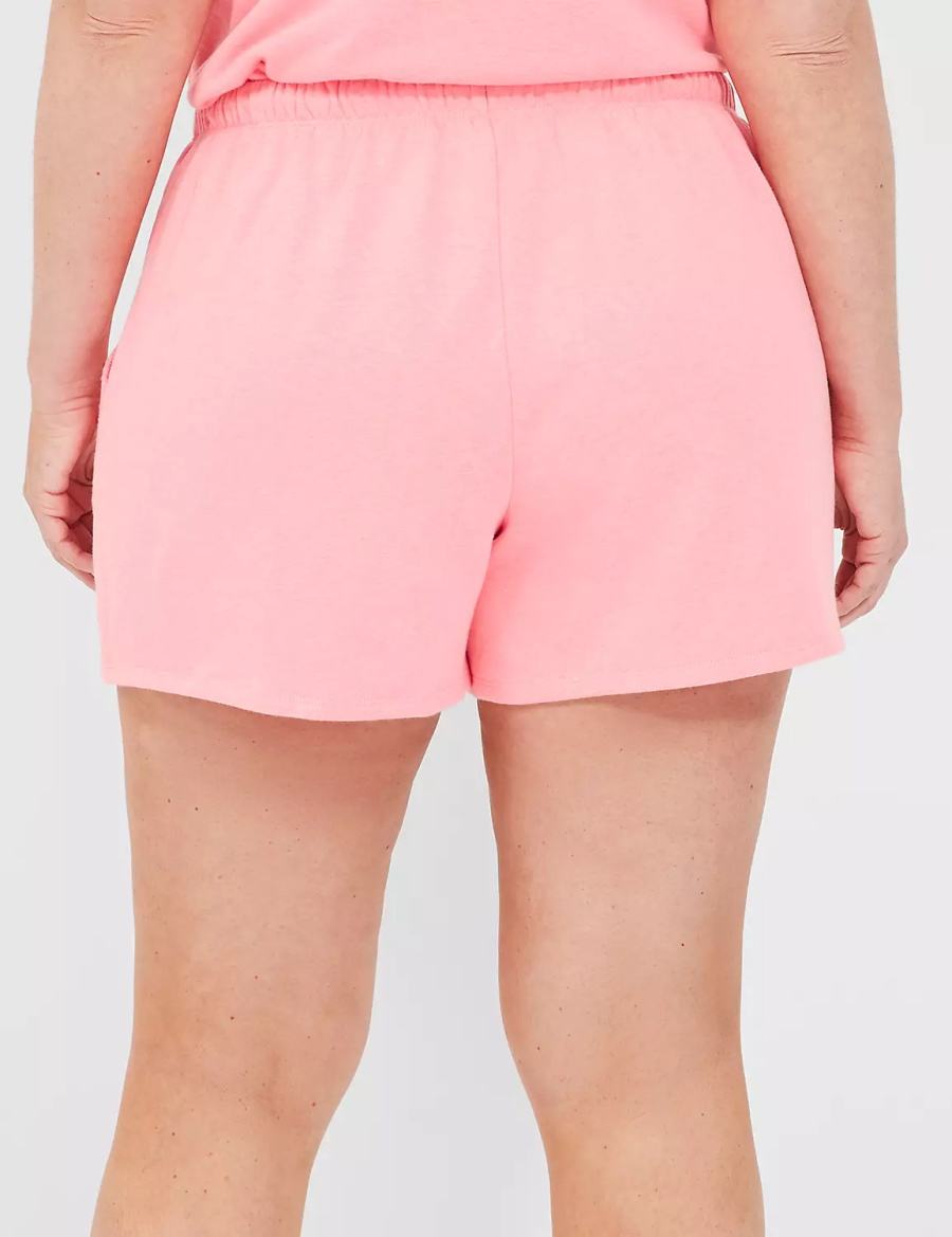 Women Lane Bryant Terry Fleece Boyfriend Shorts Pink | YKO7433YY