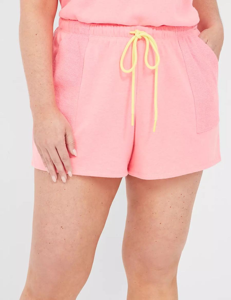 Women Lane Bryant Terry Fleece Boyfriend Shorts Pink | YKO7433YY