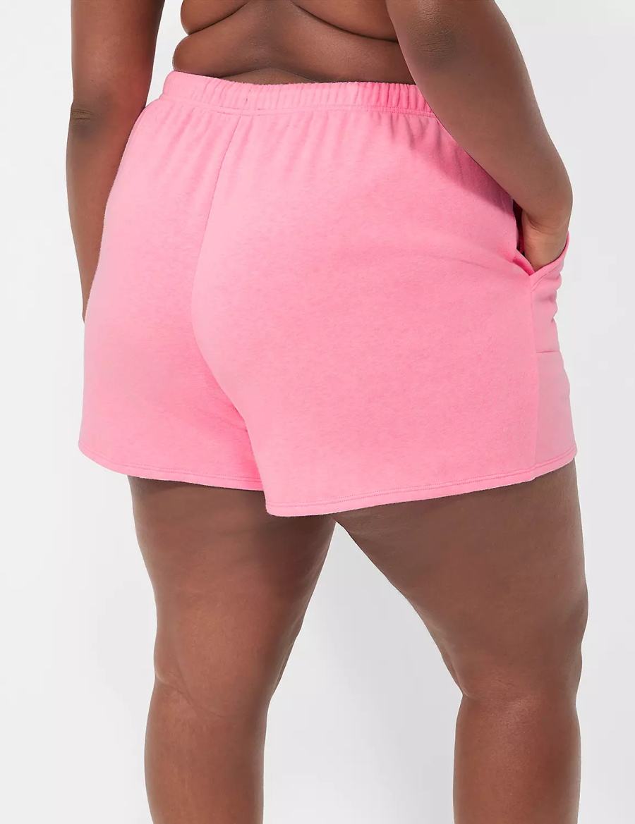 Women Lane Bryant Terry Fleece Boyfriend Shorts Pink | SXX10086DD