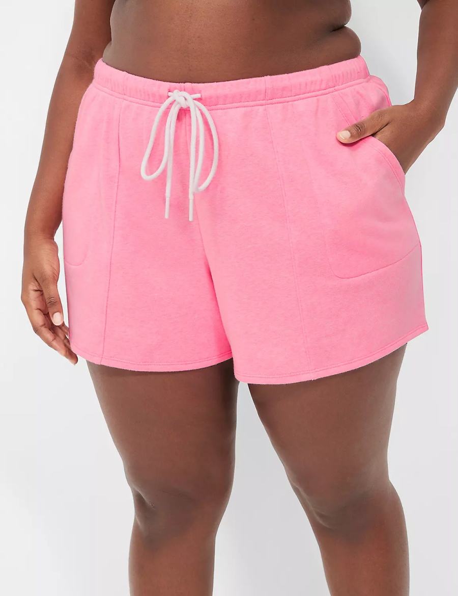 Women Lane Bryant Terry Fleece Boyfriend Shorts Pink | SXX10086DD