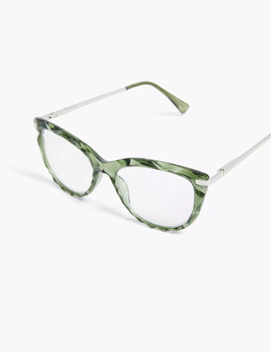 Women Lane Bryant Textured Cateye Reader Glasses Green | XZB367MC
