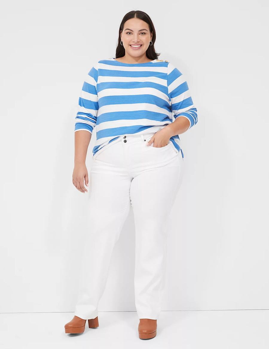 Women Lane Bryant Tighter Tummy Fit High-Rise Straight Jeans White | XXE5716NA