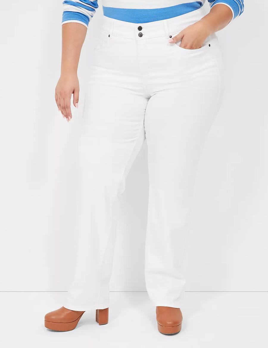 Women Lane Bryant Tighter Tummy Fit High-Rise Straight Jeans White | XXE5716NA