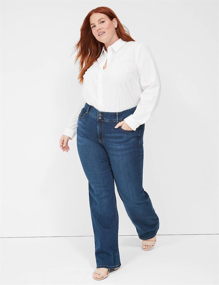 Women Lane Bryant Tighter Tummy Fit High-Rise Boot Jeans Dark Blue | WCC2768UX