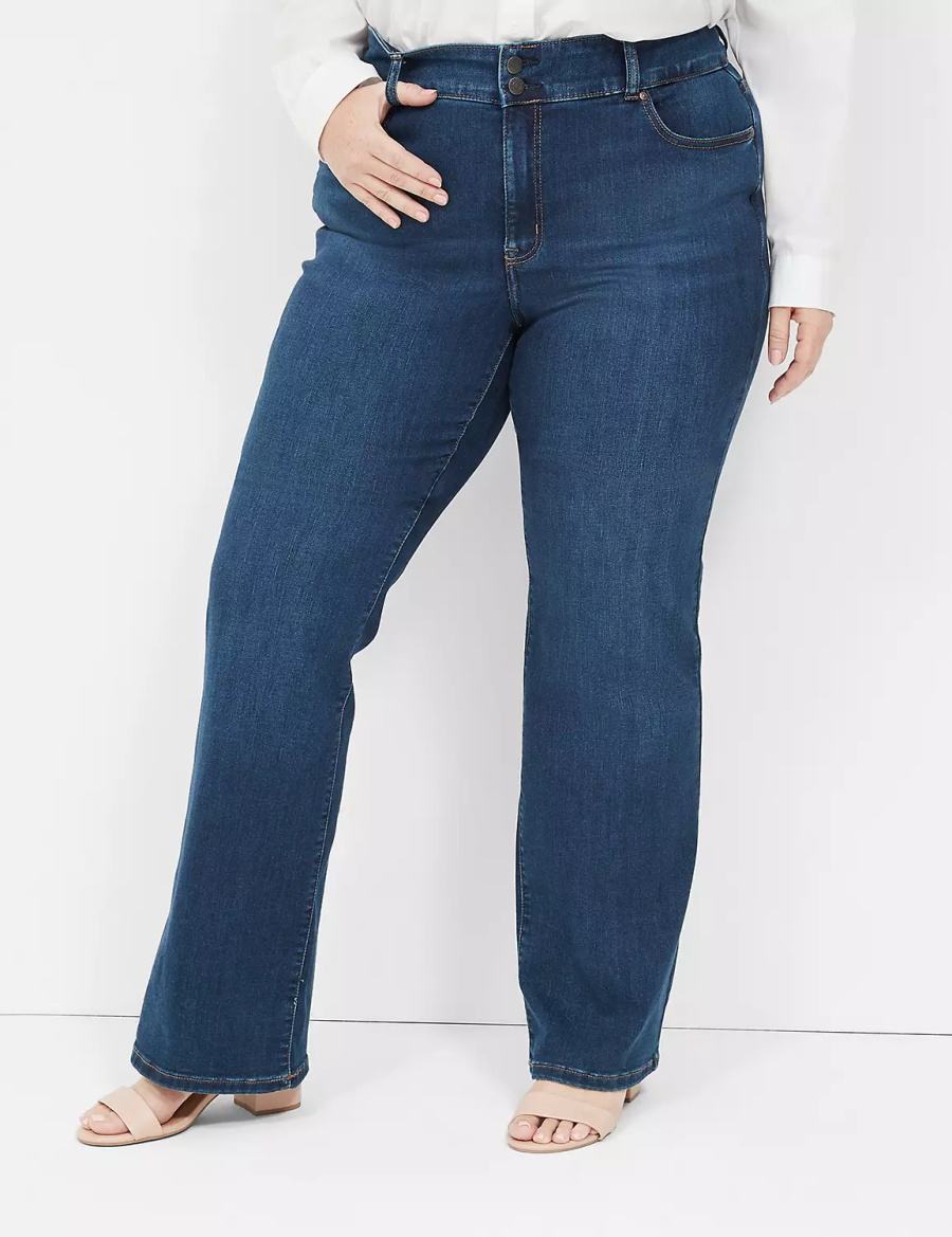 Women Lane Bryant Tighter Tummy Fit High-Rise Boot Jeans Dark Blue | WCC2768UX