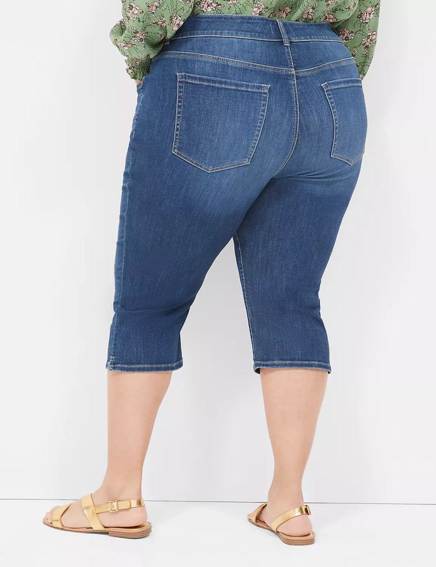 Women Lane Bryant Tighter Tummy Fit High-Rise Pedal Jeans Blue | CAJ6130QR