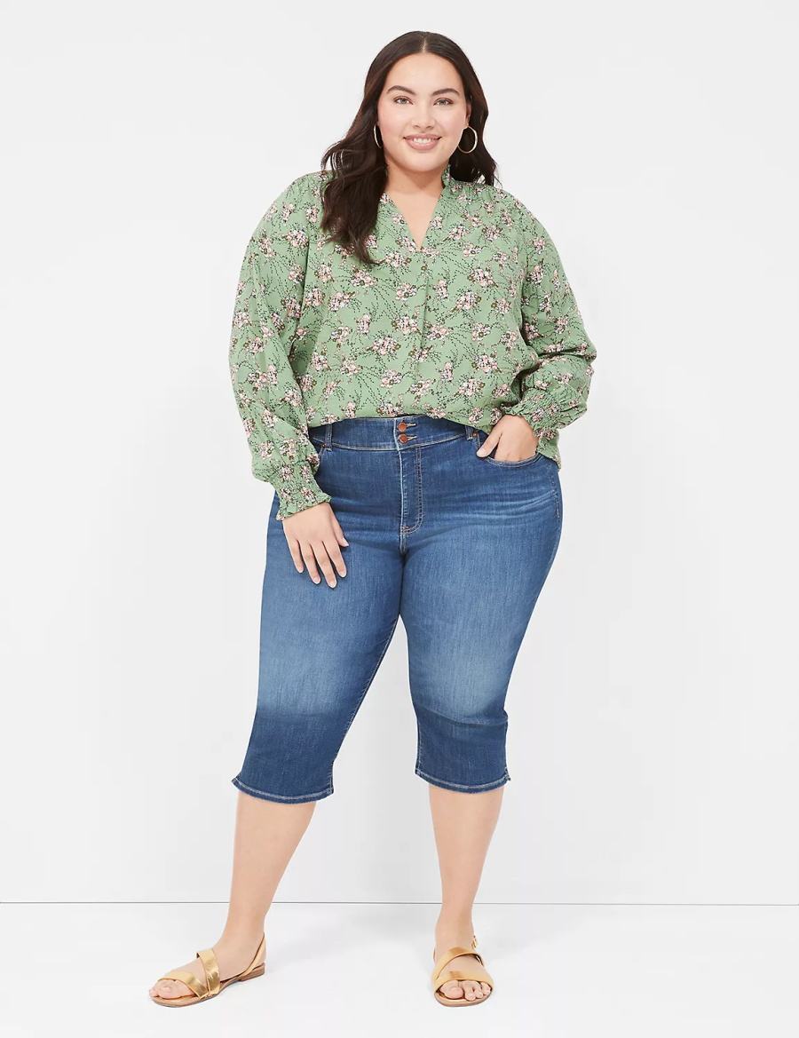 Women Lane Bryant Tighter Tummy Fit High-Rise Pedal Jeans Blue | CAJ6130QR