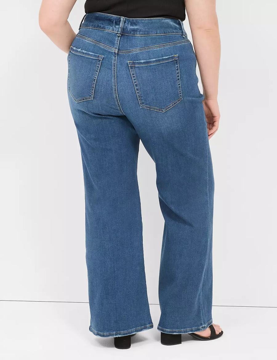 Women Lane Bryant Tighter Tummy Fit High-Rise Flare Jeans Blue | BEZ8913BE