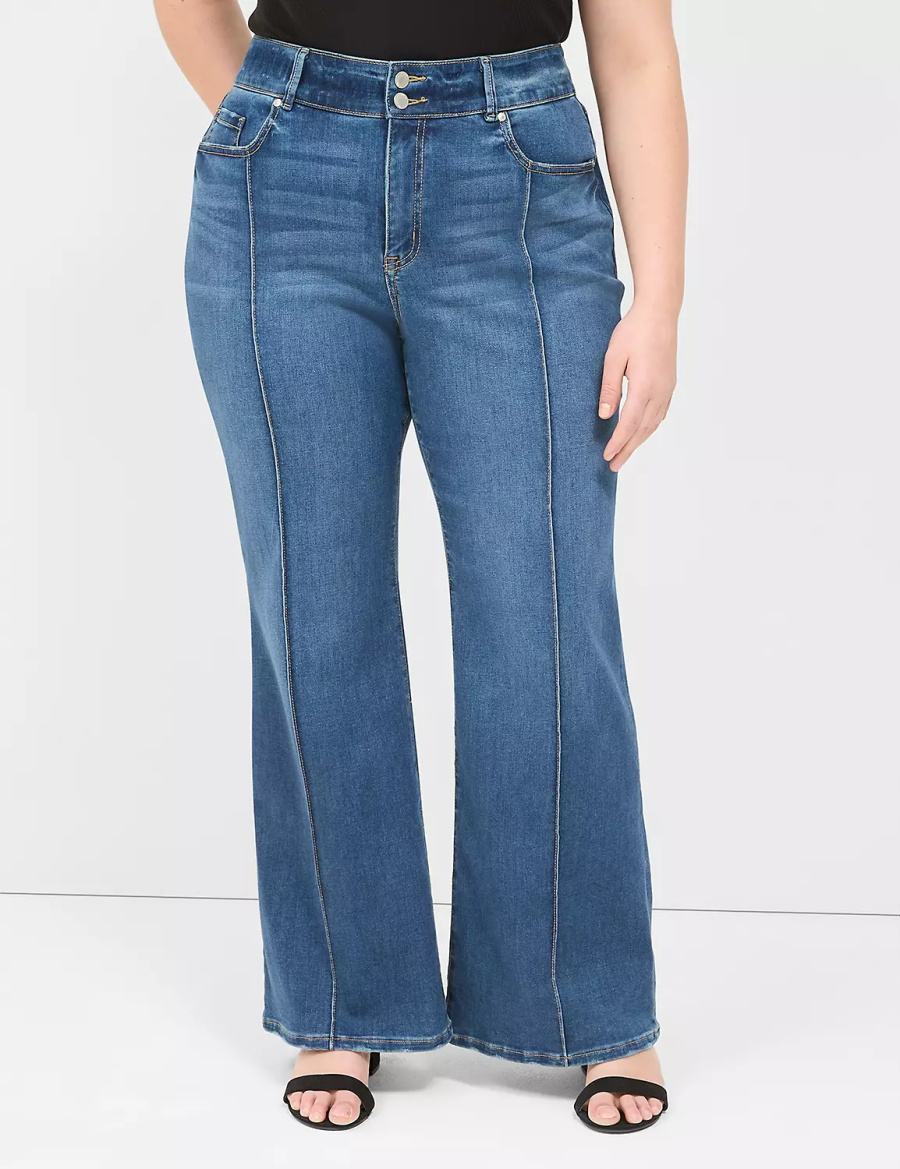 Women Lane Bryant Tighter Tummy Fit High-Rise Flare Jeans Blue | BEZ8913BE