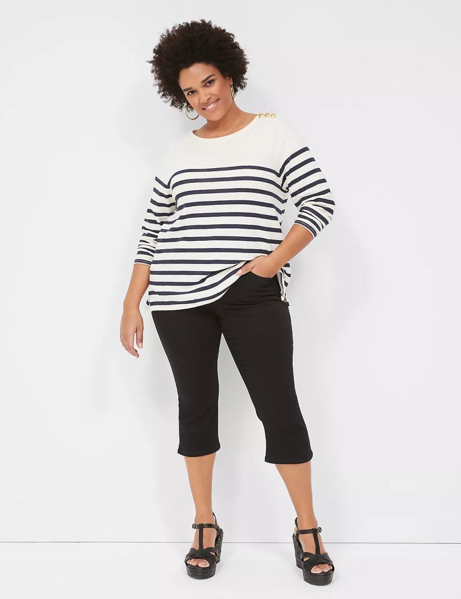 Women Lane Bryant Tighter Tummy Fit High-Rise Pedal Jeans Black | FKL3355CO