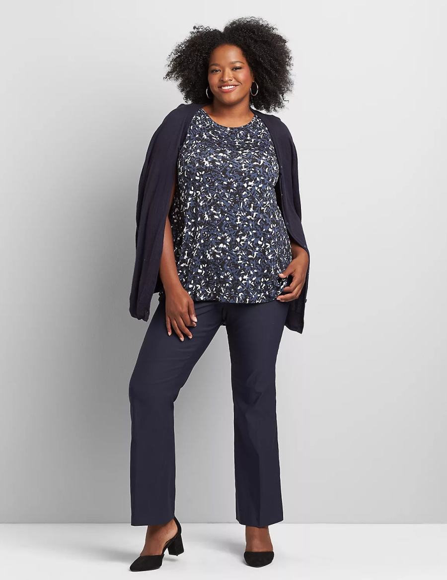 Women Lane Bryant Tighter Tummy High-Rise Boot 4-Season Pants Blue | TQU8231ZL