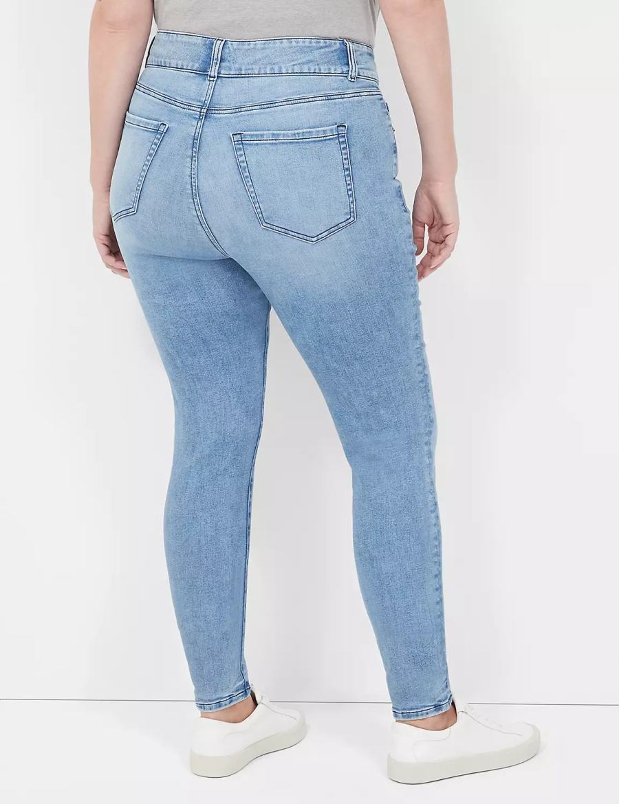 Women Lane Bryant Tighter Tummy High-Rise Skinny Jeans Light Blue | HIQ6942AF