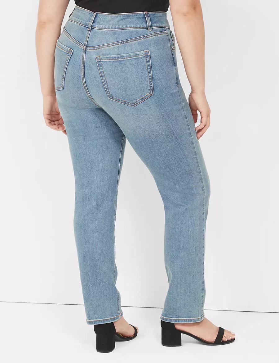 Women Lane Bryant Tighter Tummy High-Rise Straight Jeans Blue | CCO8068WJ