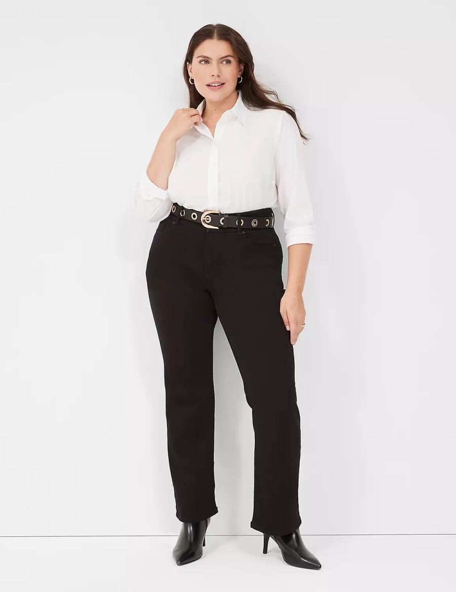Women Lane Bryant Tighter Tummy High-Rise Boot Jeans Black | JZT1888SG