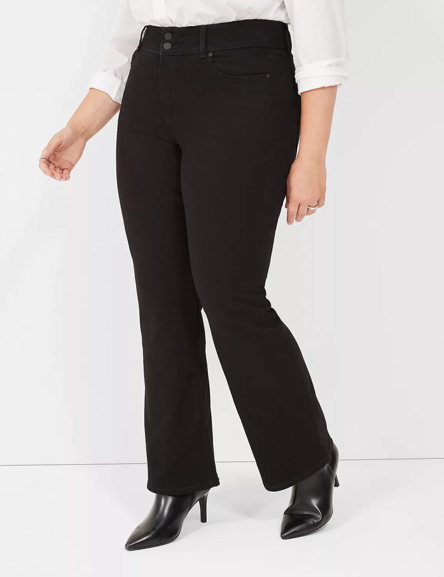 Women Lane Bryant Tighter Tummy High-Rise Boot Jeans Black | JZT1888SG