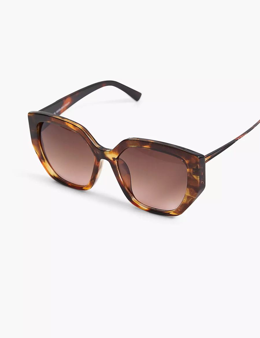 Women Lane Bryant Tortoiseshell Print Cateye Sunglasses Yellow | AFR3266FZ