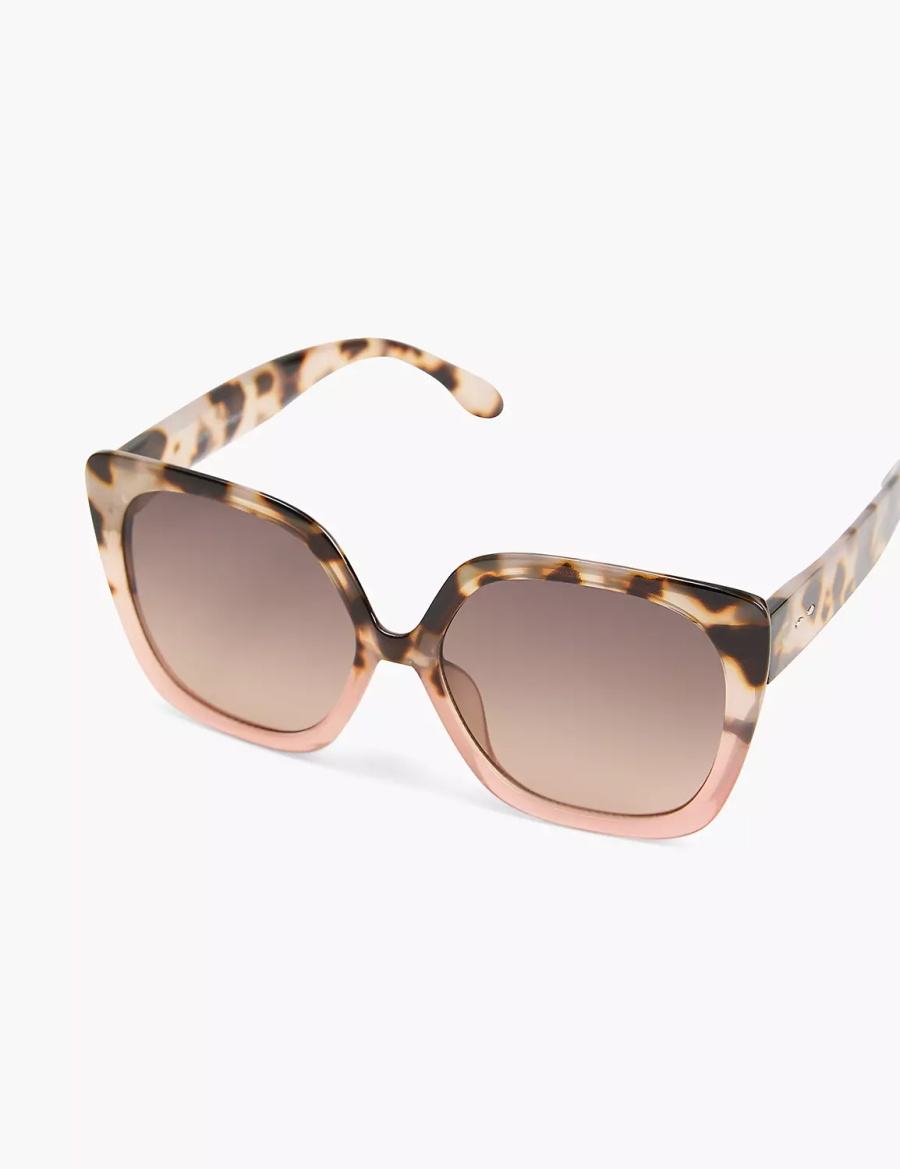 Women Lane Bryant Tortoiseshell Print & Pink Ombre Large Cateye Sunglasses Brown Pink | RCW45IL