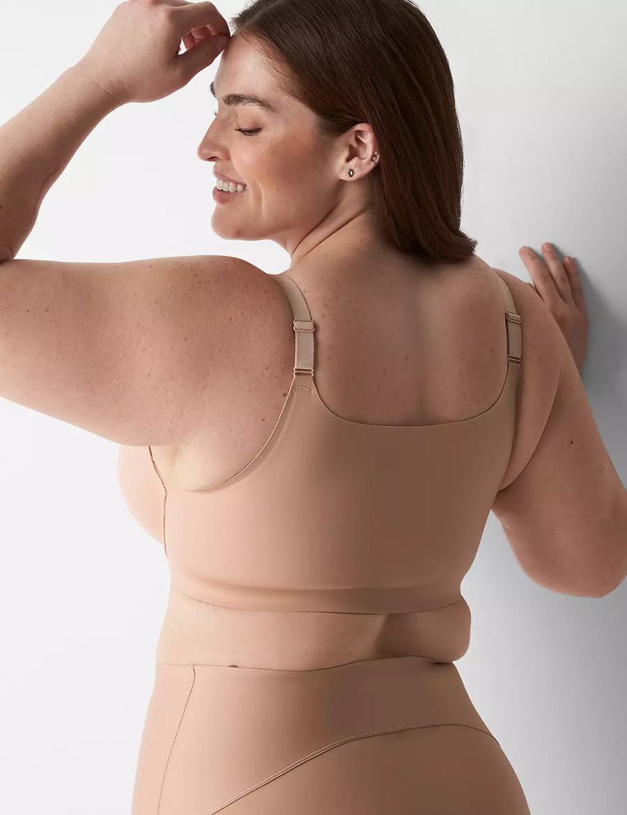Women Lane Bryant Totally Smooth Full Coverage Front-Close Bralettes Beige | SYY323FI