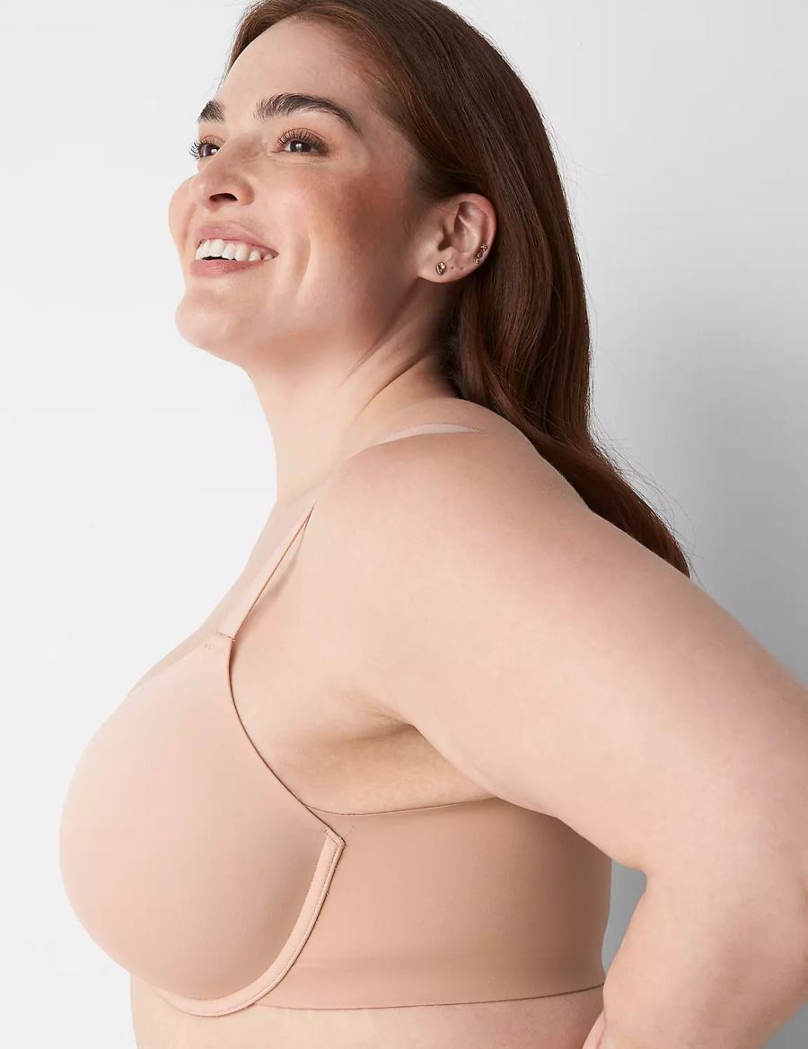 Women Lane Bryant Totally Smooth Full Coverage Front-Close Bralettes Beige | SYY323FI