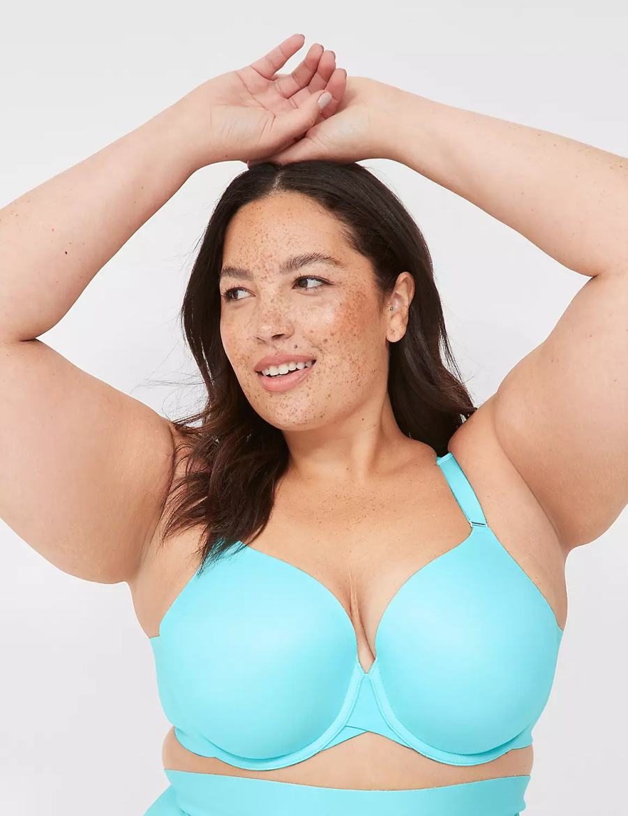 Women Lane Bryant Totally Smooth Lightly Lined Full Coverage Bralettes Turquoise | AOG5663HS