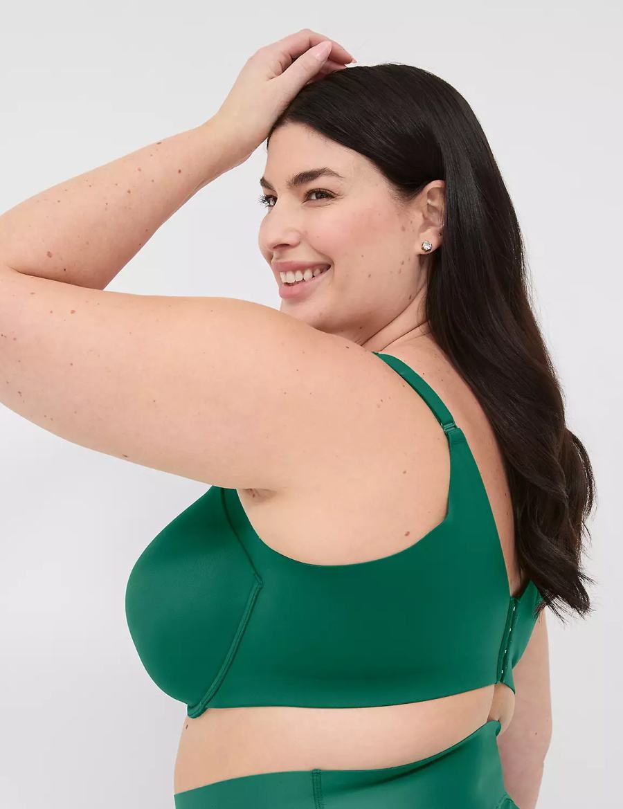 Women Lane Bryant Totally Smooth Lightly Lined Balconette Bra Dark Green | IHB686HV
