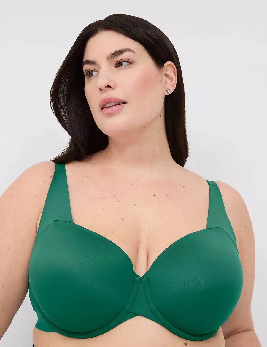 Women Lane Bryant Totally Smooth Lightly Lined Balconette Bra Dark Green | IHB686HV