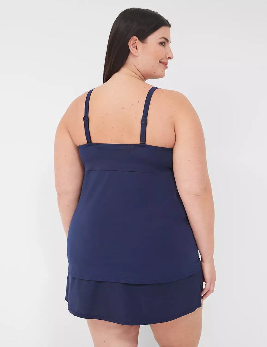 Women Lane Bryant Underwire Knot-Front Tankini Bikini Top Blue | NWA1420YN
