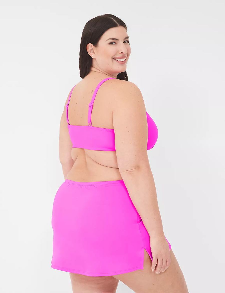 Women Lane Bryant Underwire Plunge Bikini Top Pink | LBH2197PS