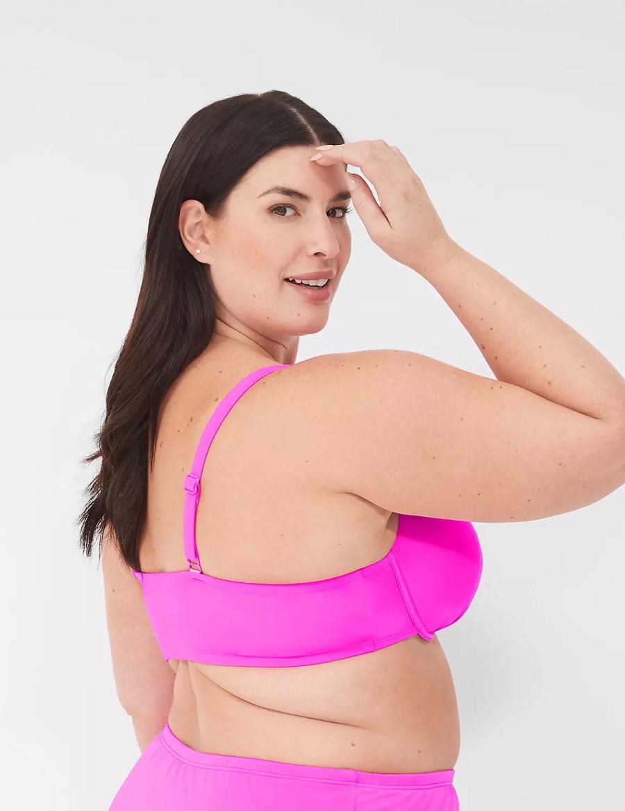 Women Lane Bryant Underwire Plunge Bikini Top Pink | LBH2197PS