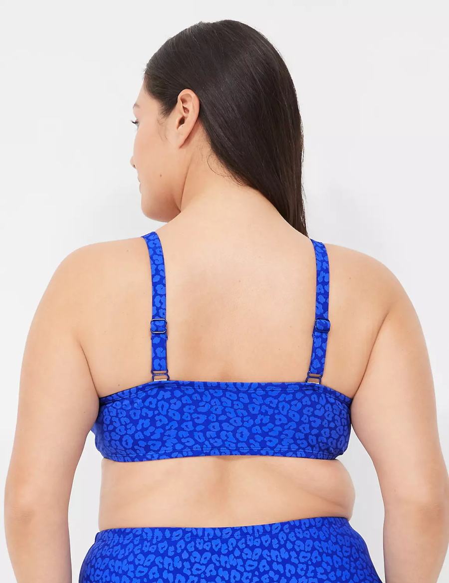 Women Lane Bryant Underwire Plunge Bikini Top Dark Blue | MNF6553KY