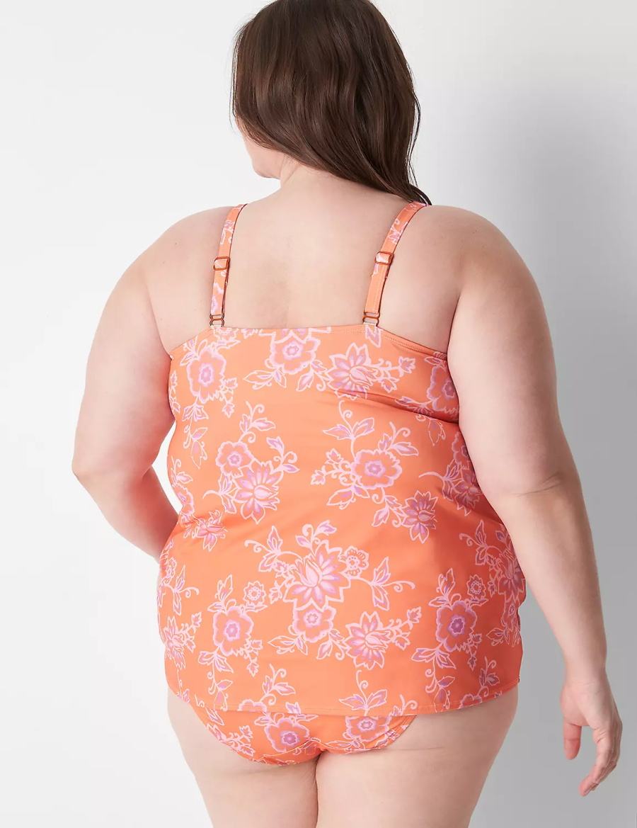 Women Lane Bryant Underwire V-Wire Swim Tankini Bikini Top Pink | NZP5024KY