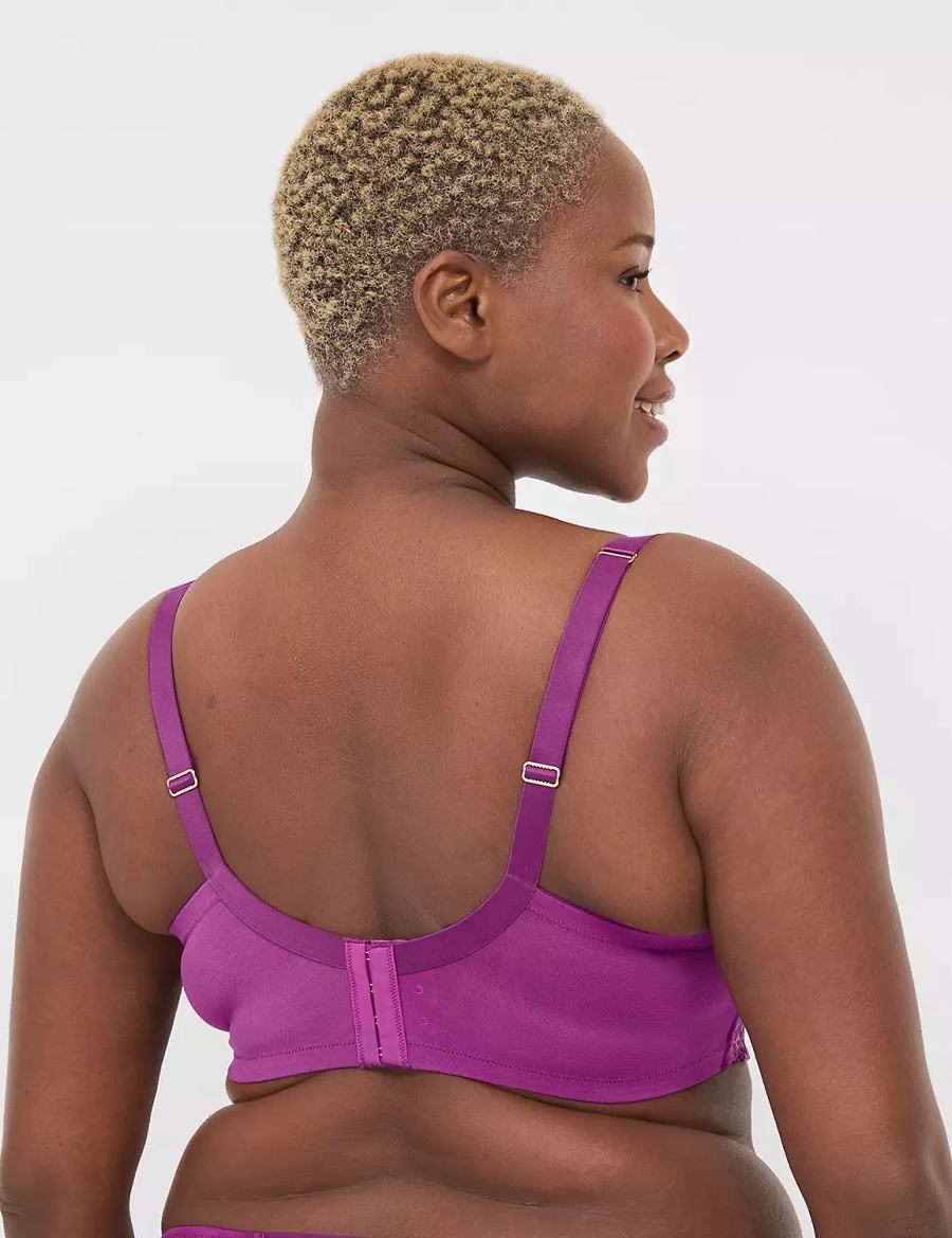 Women Lane Bryant Unlined Balconette Bra Purple | SQN4148AB