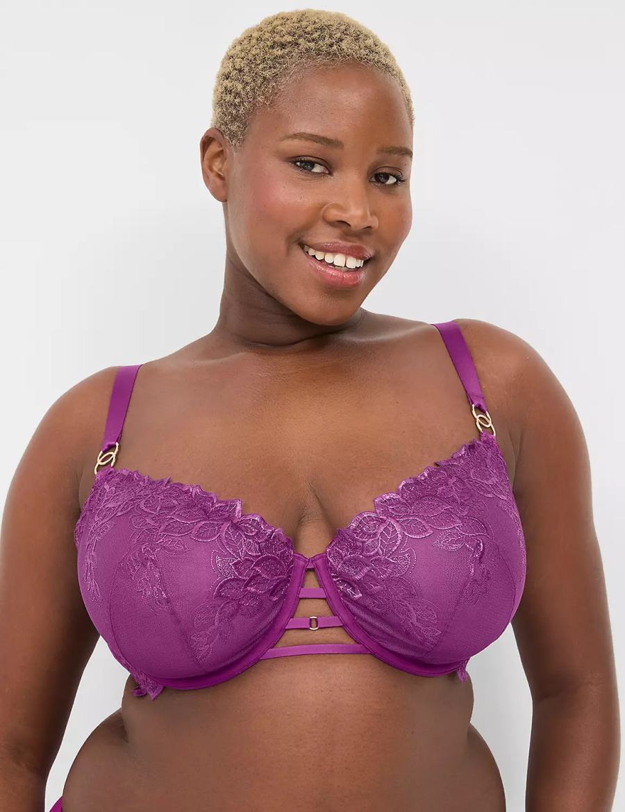 Women Lane Bryant Unlined Balconette Bra Purple | SQN4148AB