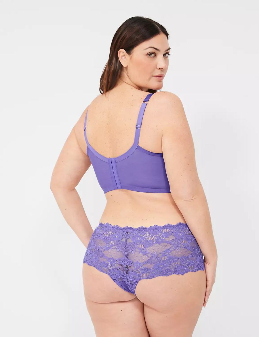 Women Lane Bryant Unlined Longline Balconette Bra Purple | HWG10059RW