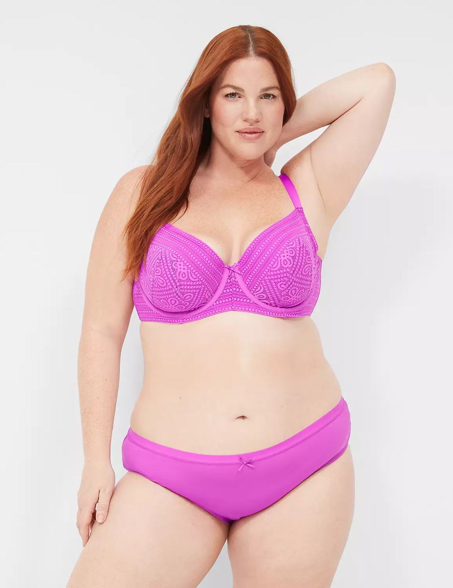 Women Lane Bryant Unlined with Lace Balconette Bra Light Purple | IIJ5719GU