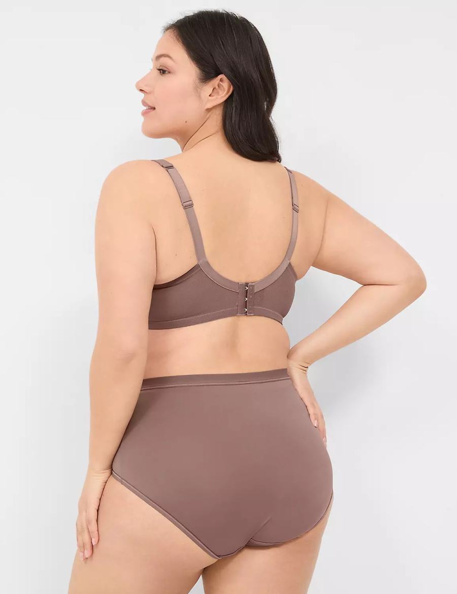 Women Lane Bryant Unlined with Lace Balconette Bra Deep Grey Brown | YBN6762QI
