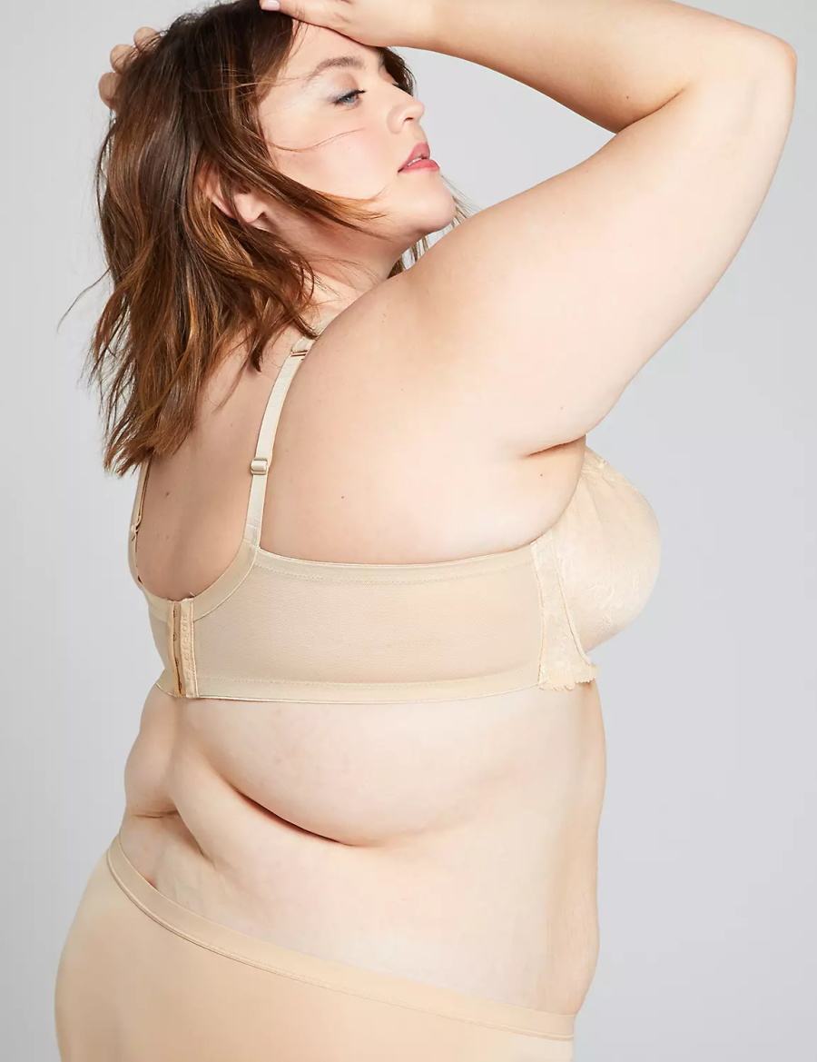 Women Lane Bryant Unlined with Lace Balconette Bra Beige | XMI8755XT