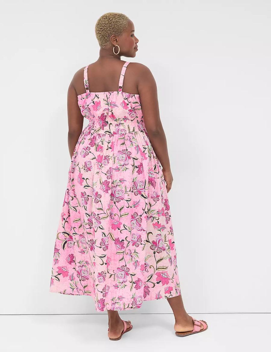 Women Lane Bryant V-Neck Ruched-Waist Maxi Dress Pink | DPO1713KY