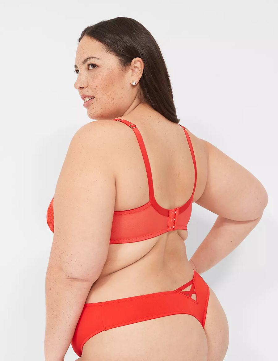 Women Lane Bryant V-Wire Lace Balconette Bra Deep Red | HFF2139BT