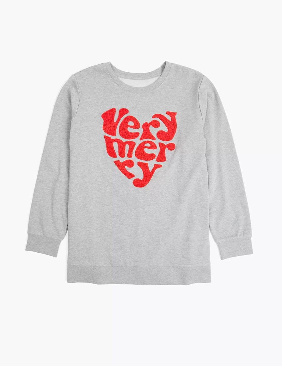 Women Lane Bryant Very Merry Graphic Sweatshirts Grey | NNO8530XJ