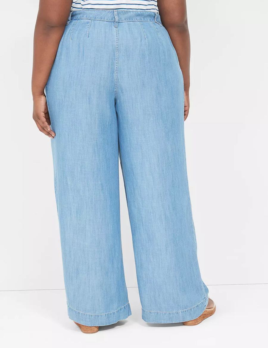 Women Lane Bryant Wide Leg Trouser Fluid Jeans Blue | BDH5135XJ