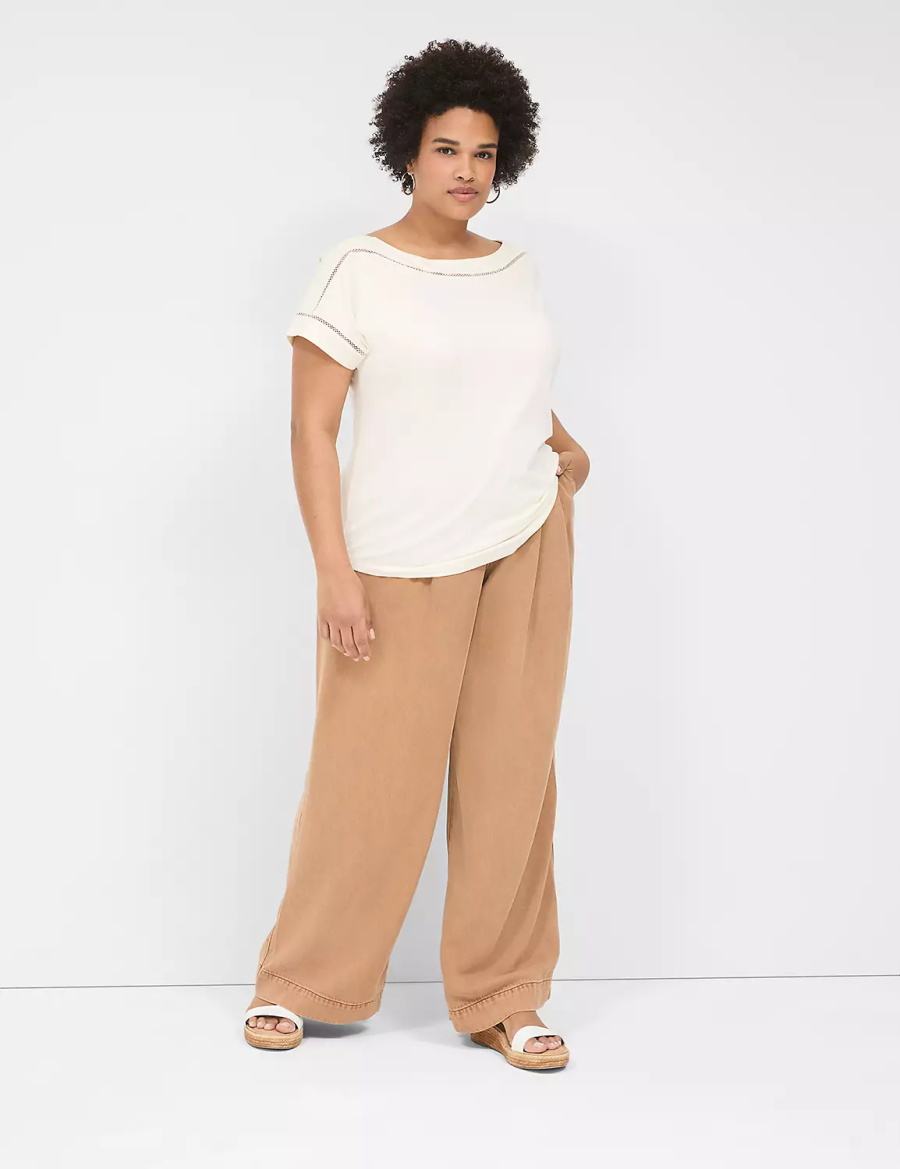 Women Lane Bryant Wide Leg Trouser Fluid Jeans Brown | TRN3960BE