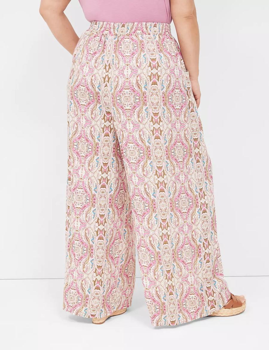 Women Lane Bryant Wide Leg Vacation Pants Pink | JNN553WF