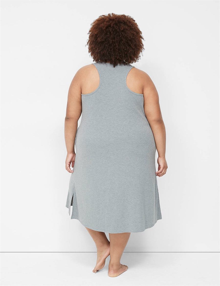 Women Lane Bryant Wide Rib High-Slit Midi Dress Grey | ZLS9577AQ