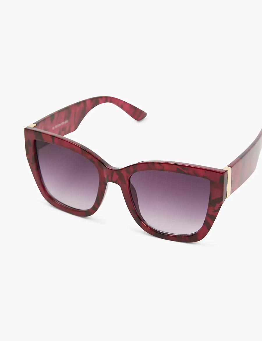Women Lane Bryant Wine Cateye Sunglasses Burgundy | PHE6986DO