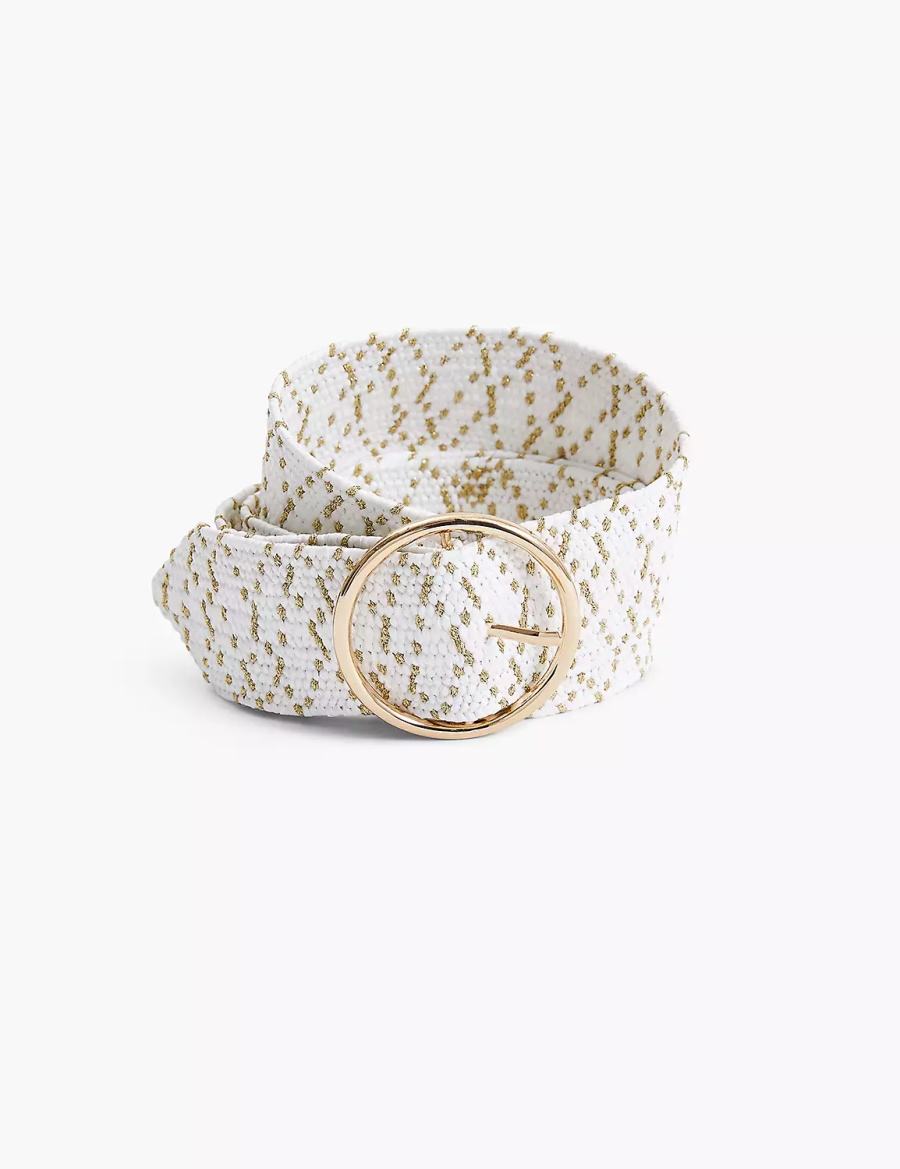 Women Lane Bryant Woven Stretch Belts White | PYJ169RX