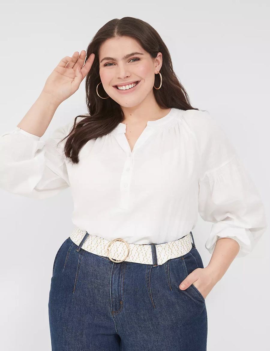 Women Lane Bryant Woven Stretch Belts White | PYJ169RX
