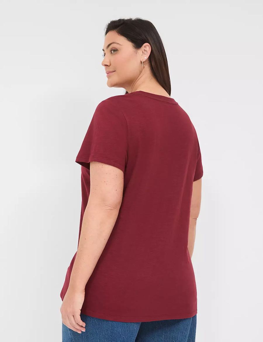 Women Lane Bryant Yellowstone Dutton Ranch Graphic Tee T Shirts Red | NKC9245RN