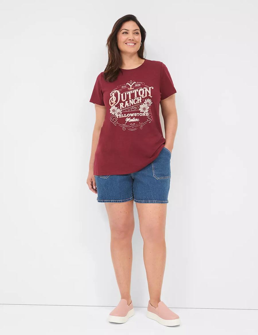 Women Lane Bryant Yellowstone Dutton Ranch Graphic Tee T Shirts Red | NKC9245RN