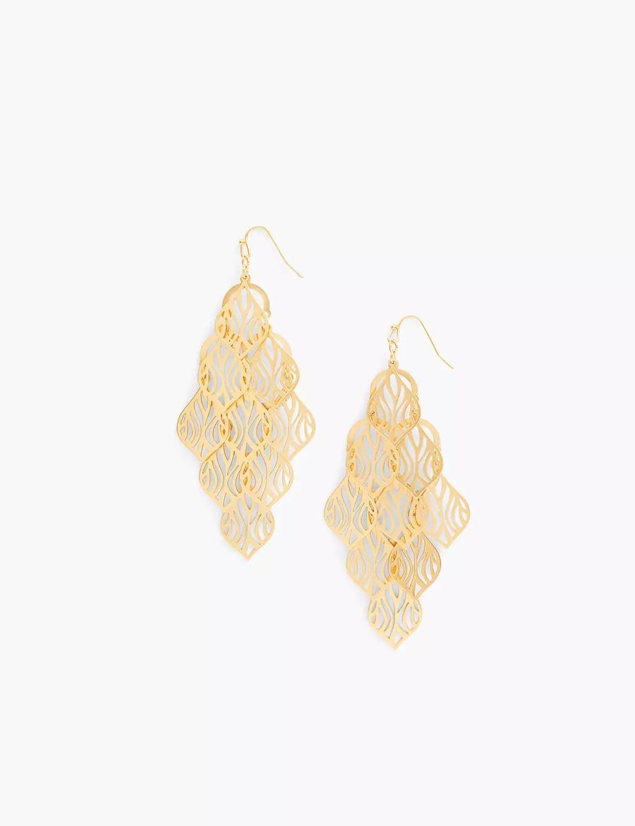 Women Lane Bryant Zebra Print Chandelier Earrings Gold | WAJ2295NV